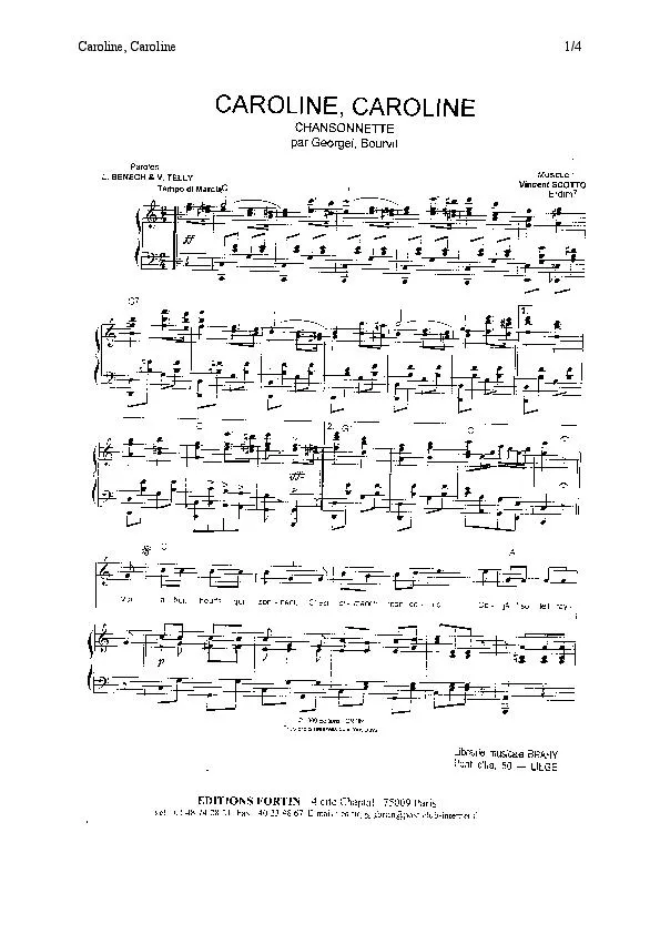 télécharger la partition d'accordéon Caroline Caroline (Marche Chantée) au format PDF
