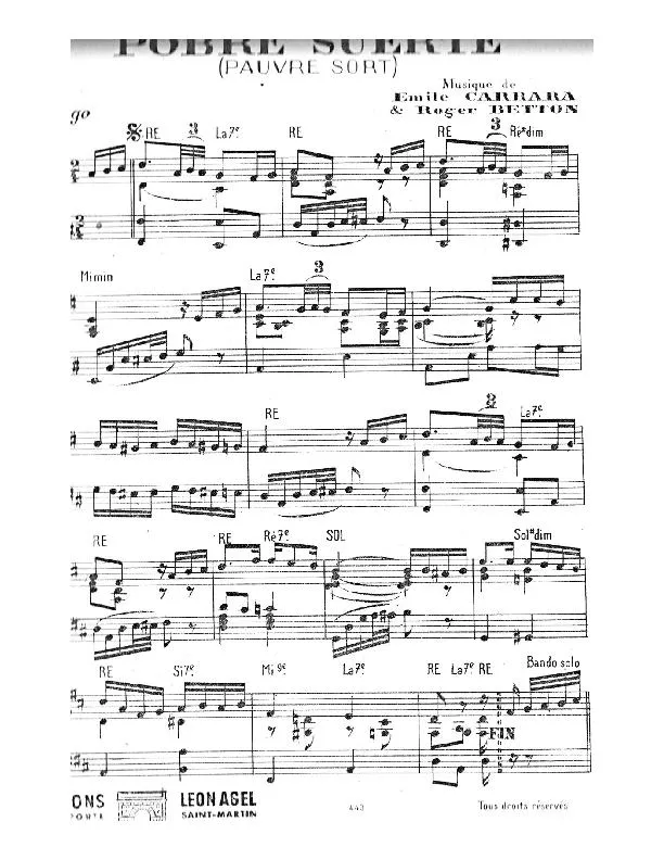 télécharger la partition d'accordéon Pobre suerte (Pauvre sort) (Tango) au format PDF