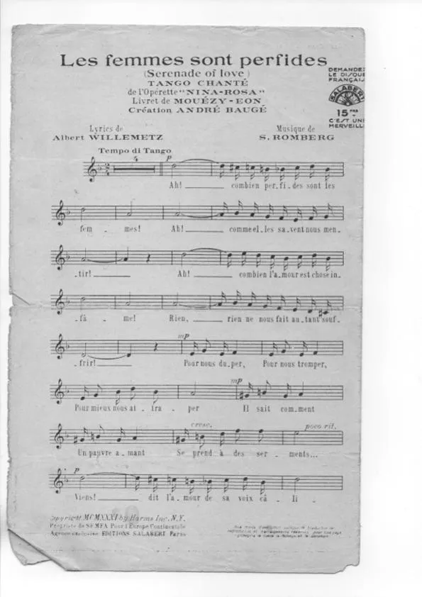 télécharger la partition d'accordéon Les femmes sont perfides (Serenade of love) (De l'opérette : Nina Rosa) au format PDF