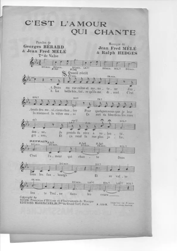 télécharger la partition d'accordéon C'est l'amour qui chante (Valse Chantée) au format PDF