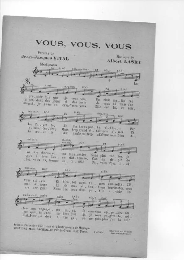 télécharger la partition d'accordéon Vous Vous Vous au format PDF