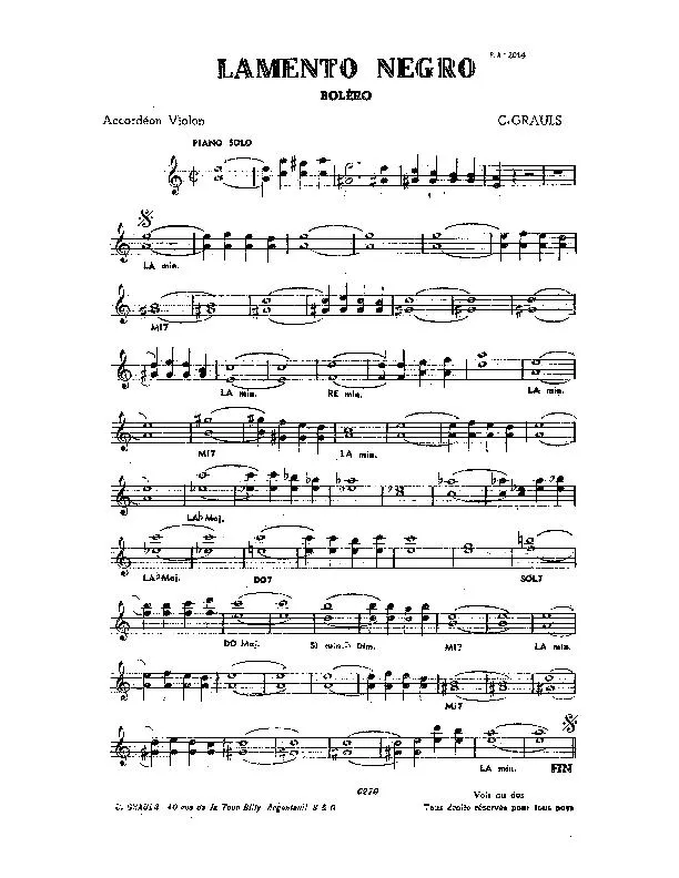 télécharger la partition d'accordéon Lamento Negro (Boléro) au format PDF