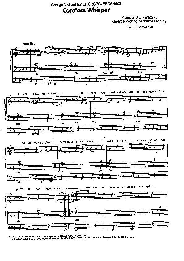télécharger la partition d'accordéon Careless Whisper au format PDF