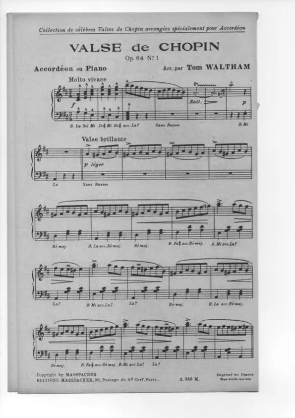 télécharger la partition d'accordéon Valse de Chopin (Op64 n°1) (Arrangement Tom Waltham) au format PDF
