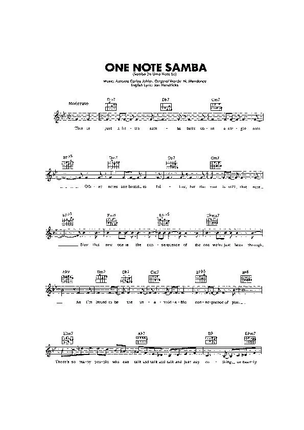 télécharger la partition d'accordéon One note Samba (Samba de Uma Nota So) au format PDF