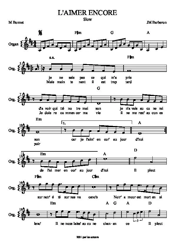 télécharger la partition d'accordéon L'aimer encore (Slow Chanté) au format PDF