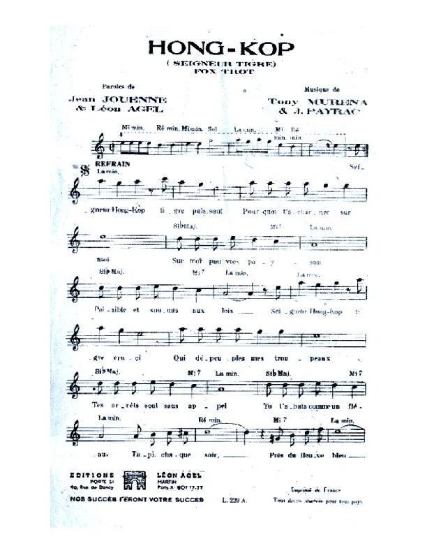 télécharger la partition d'accordéon Hong Kop (Seigneur tigre) (Fox Trot) au format PDF