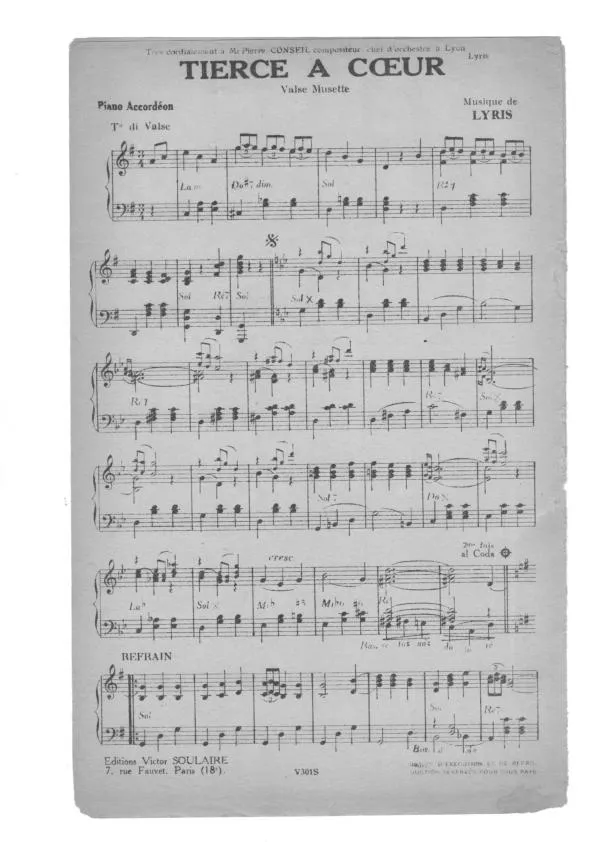 télécharger la partition d'accordéon Tierce à cœur (Orchestration) (Valse Musette) au format PDF