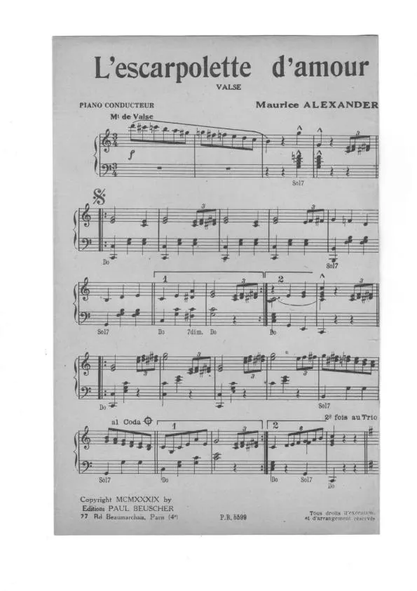 télécharger la partition d'accordéon L'escarpolette d'amour (Valse) au format PDF