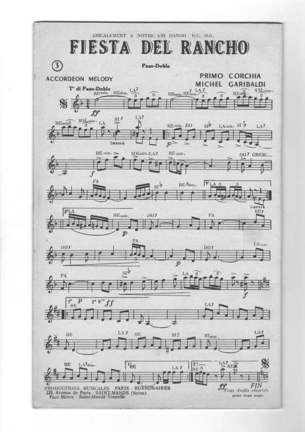 télécharger la partition d'accordéon Fiesta del rancho (Paso Doble) au format PDF