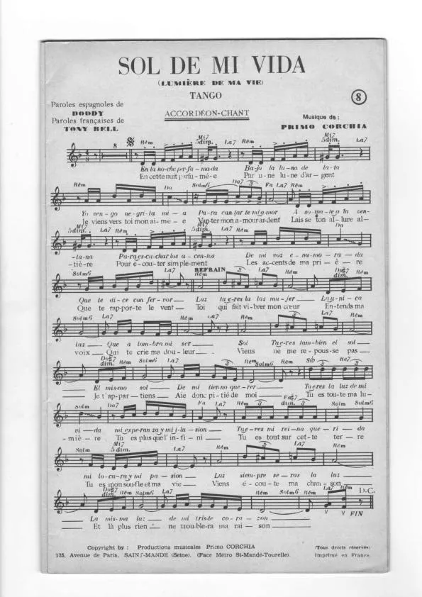 télécharger la partition d'accordéon Sol de mi vida (Lumière de ma vie) (Tango Chanté) au format PDF