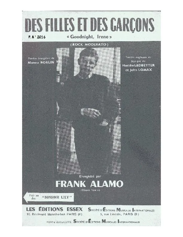 télécharger la partition d'accordéon Des filles et des garçons (Goodnight Irène) (Chant : Frank Alamo) au format PDF