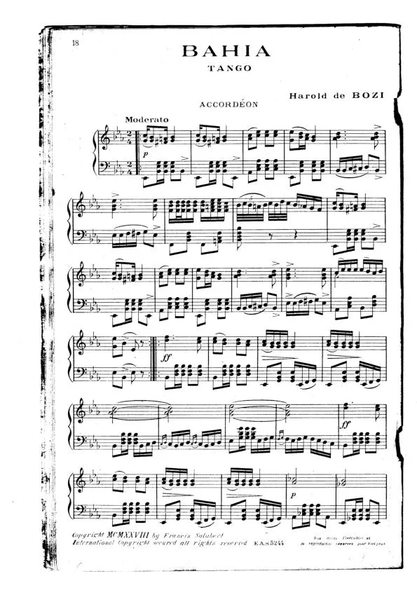 télécharger la partition d'accordéon Bahia (Tango) au format PDF
