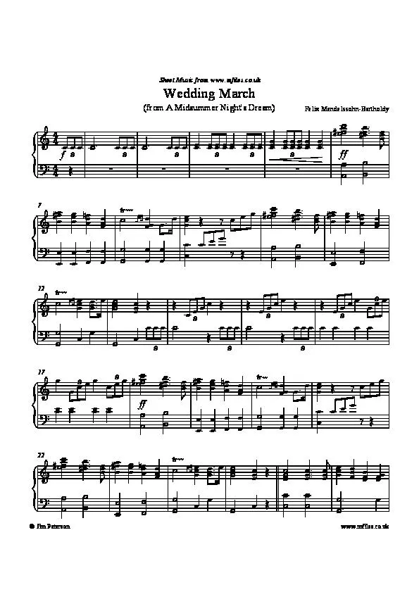 télécharger la partition d'accordéon Wedding March au format PDF