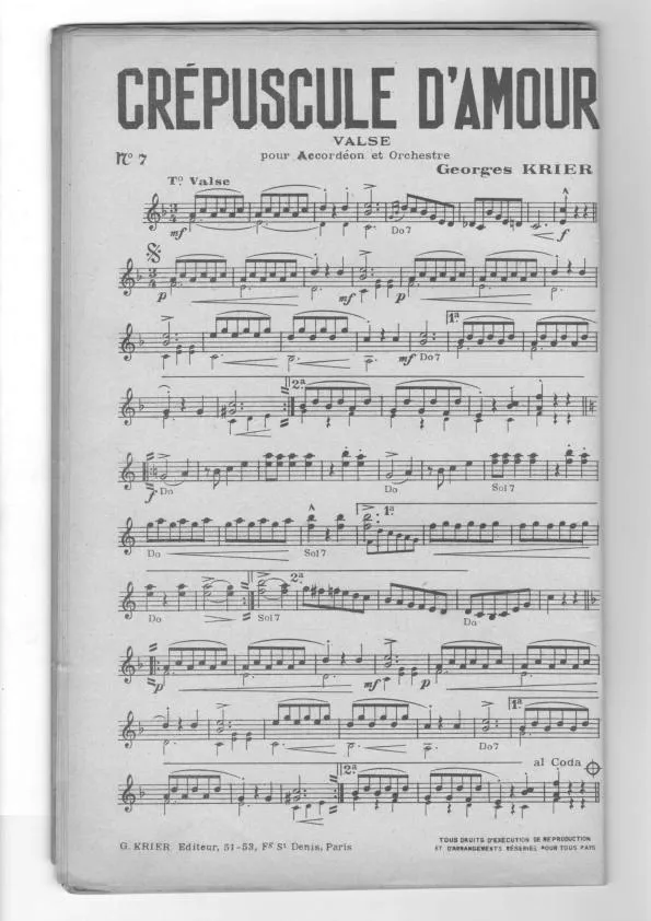 télécharger la partition d'accordéon Crépuscule d'amour (Valse) au format PDF