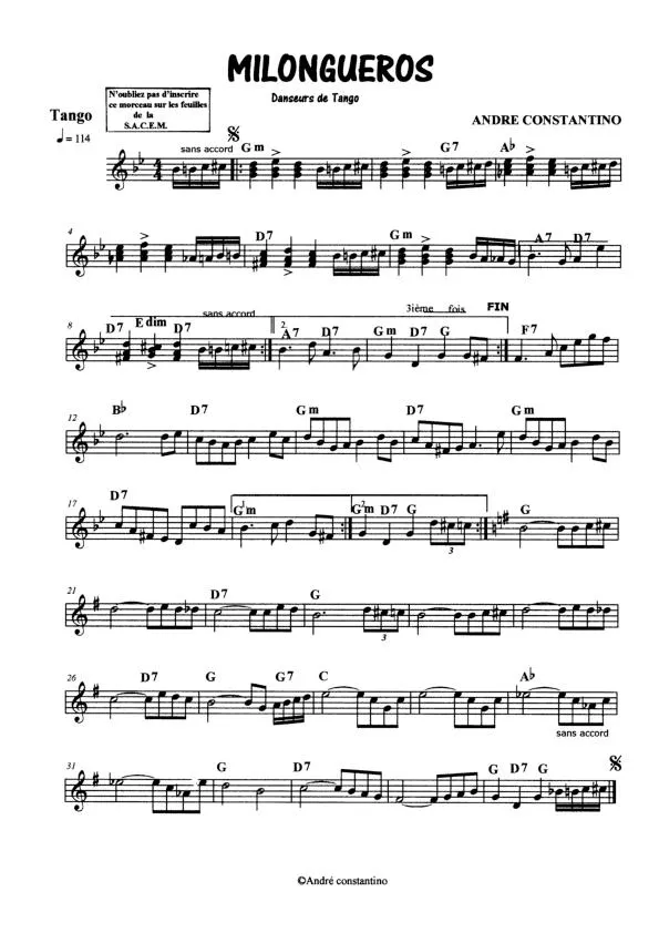 télécharger la partition d'accordéon Milongueros (Tango) au format PDF