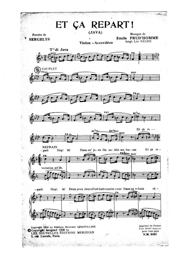 télécharger la partition d'accordéon Et ça repart (Orchestration) (Java Variations) au format PDF