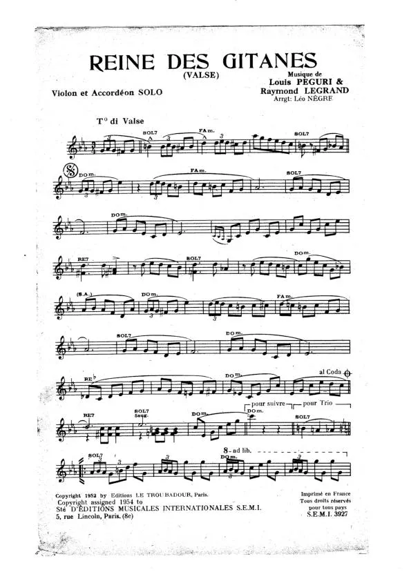 télécharger la partition d'accordéon Reine des Gitanes (Orchestration) (Valse) au format PDF
