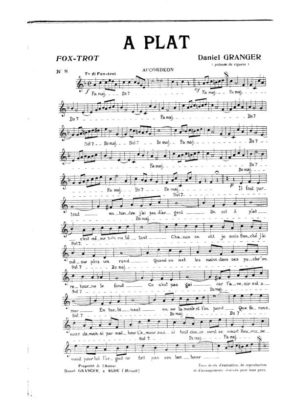 télécharger la partition d'accordéon A plat (Fox Trot) au format PDF