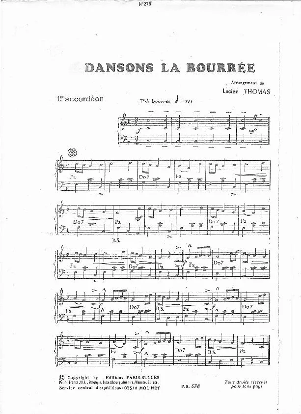 télécharger la partition d'accordéon Dansons la Bourrée au format PDF