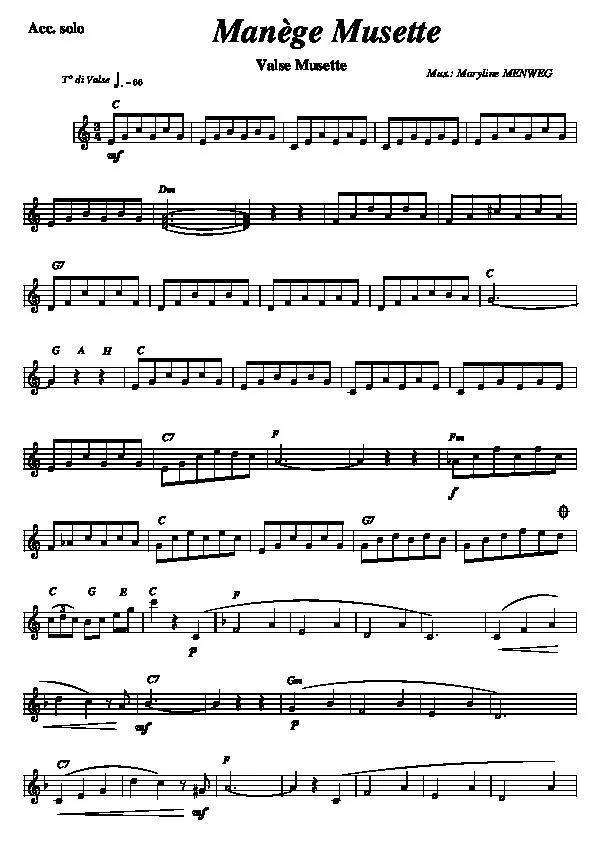 télécharger la partition d'accordéon Manège Musette (Valse Musette) au format PDF