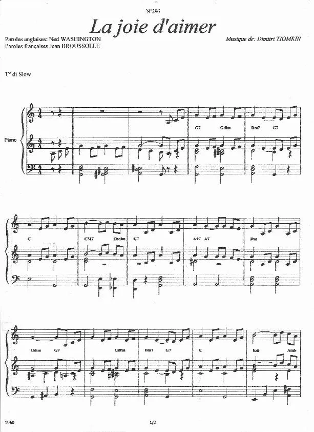 télécharger la partition d'accordéon La joie d'aimer (Slow) au format PDF