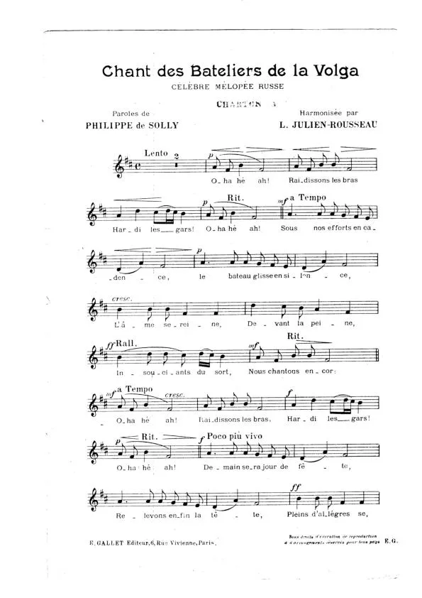 télécharger la partition d'accordéon Chant des bateliers de la Volga (Célèbre mélopée Russe) au format PDF