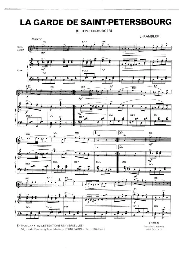 télécharger la partition d'accordéon La garde de Saint Pétersbourg (Der Petersburger) (Marche) au format PDF
