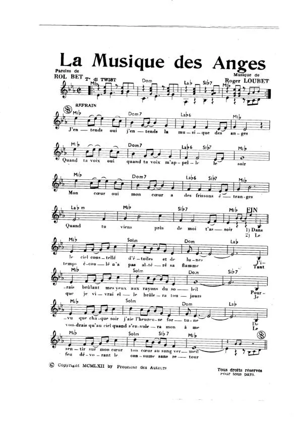 télécharger la partition d'accordéon La musique des anges au format PDF