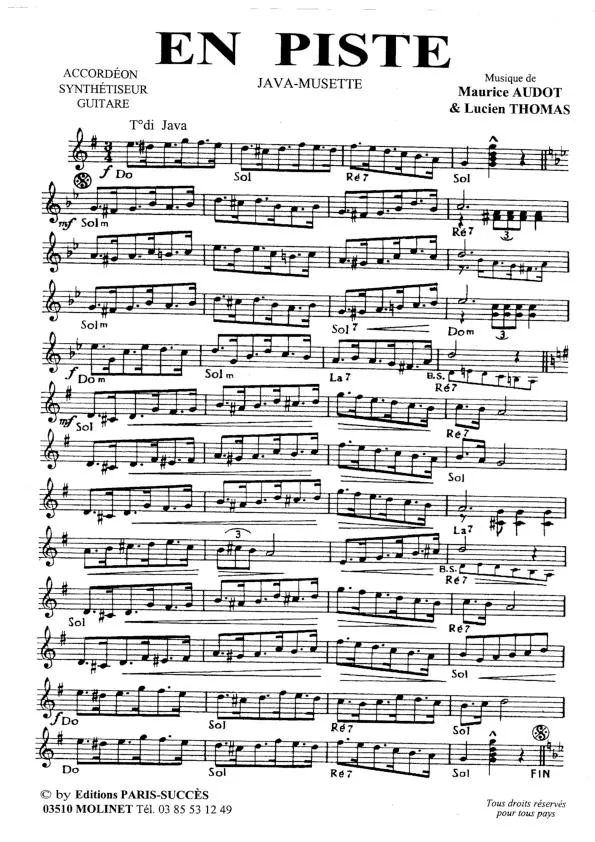 télécharger la partition d'accordéon En piste (Java Musette) au format PDF