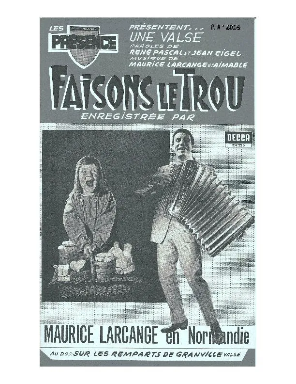 télécharger la partition d'accordéon Faisons le trou (Valse) au format PDF