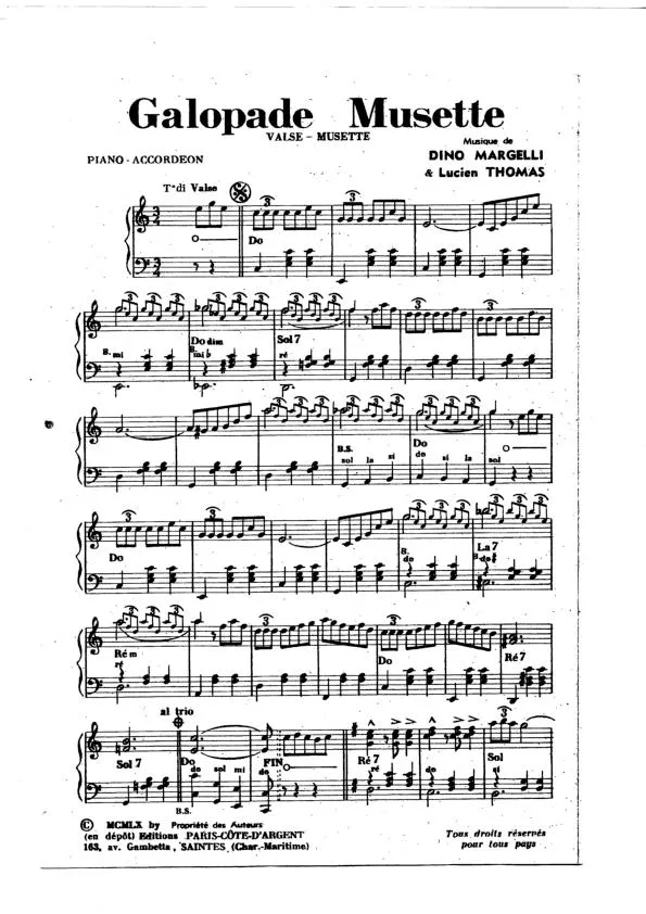 télécharger la partition d'accordéon Galopade Musette (Valse Musette) au format PDF
