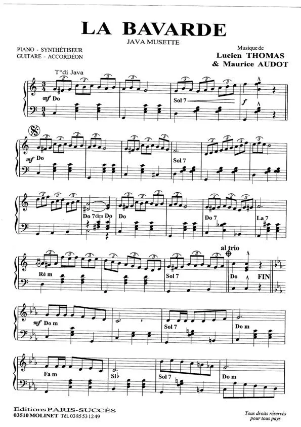 télécharger la partition d'accordéon La bavarde (Java Musette) au format PDF