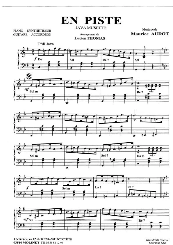 télécharger la partition d'accordéon En piste (Java Musette) au format PDF