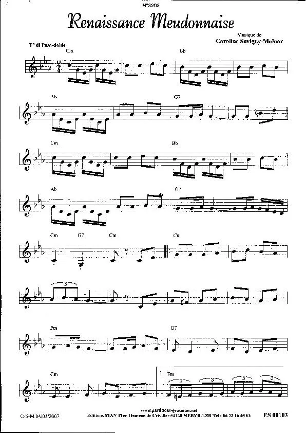 télécharger la partition d'accordéon Renaissance Meudonnaise (Paso Doble) au format PDF