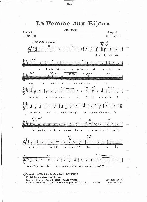 télécharger la partition d'accordéon La femme aux bijoux (Valse Chantée) au format PDF