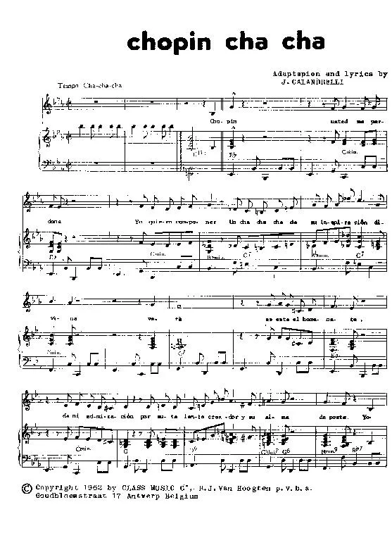 télécharger la partition d'accordéon Chopin Cha Cha au format PDF