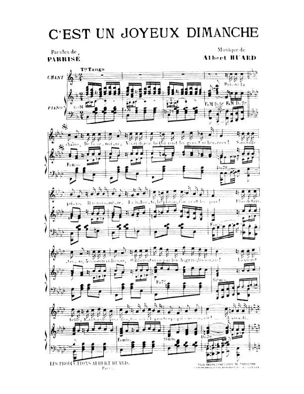télécharger la partition d'accordéon C'est un joyeux dimanche (Tango) au format PDF