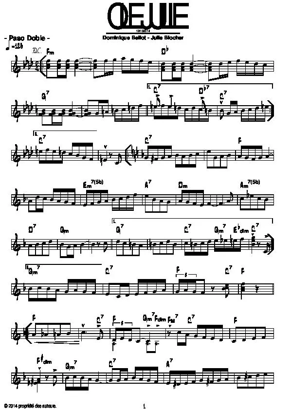 télécharger la partition d'accordéon Olé Julie (Paso Doble) au format PDF