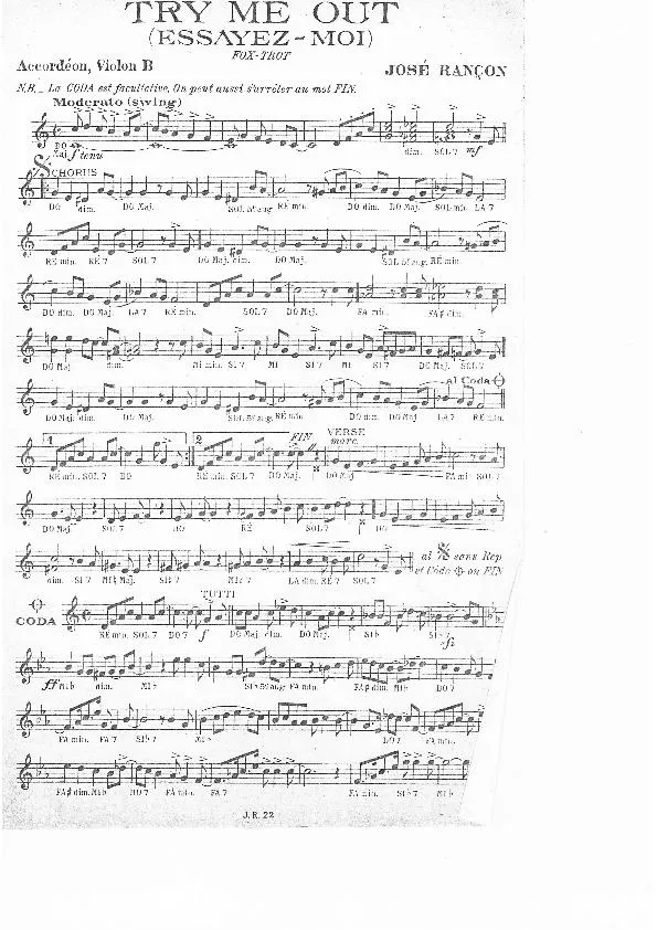 télécharger la partition d'accordéon Try me out (Essayez moi) (Fox Trot) au format PDF