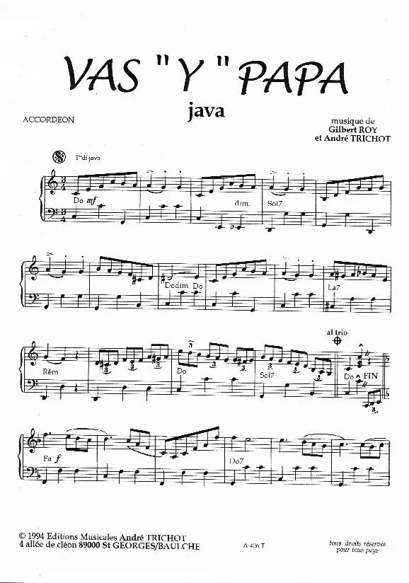 télécharger la partition d'accordéon Vas y Papa (Java) au format PDF