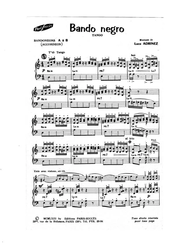 télécharger la partition d'accordéon Bando negro (Tango) au format PDF