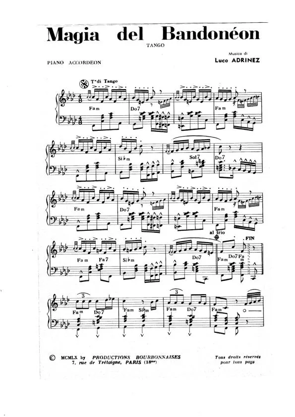 télécharger la partition d'accordéon Magia del bandonéon (Tango) au format PDF
