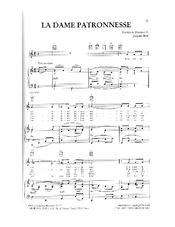 télécharger la partition d'accordéon La dame patronnesse au format PDF