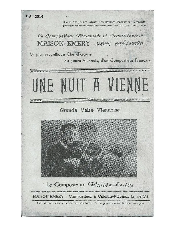 télécharger la partition d'accordéon Une nuit à Vienne (Valse Viennoise) au format PDF