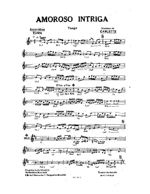 télécharger la partition d'accordéon Amoroso Intriga (Tango) au format PDF