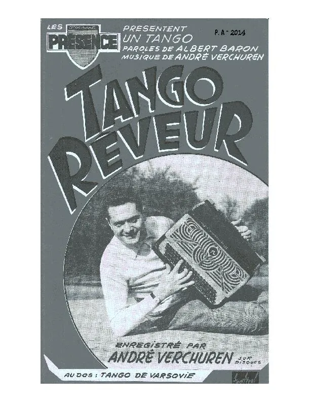 télécharger la partition d'accordéon Tango Rêveur (Orchestration Complète) au format PDF