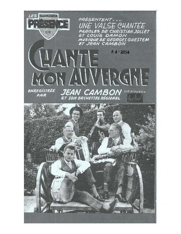 télécharger la partition d'accordéon Chante mon Auvergne (Orchestration Complète) (Valse Chantée) au format PDF