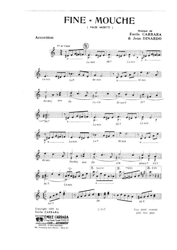 télécharger la partition d'accordéon Fine Mouche (Valse Musette) au format PDF