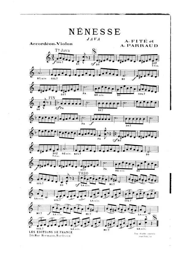 télécharger la partition d'accordéon Nénesse (Orchestration) (Java) au format PDF